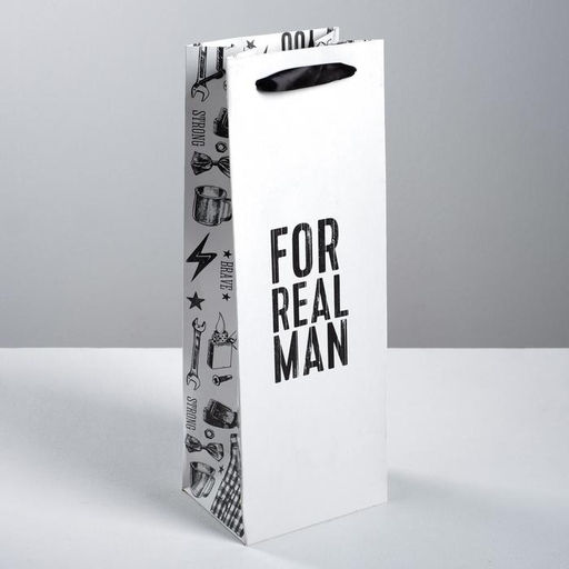 Пакет под бутылку For real man, 36 13 10 см