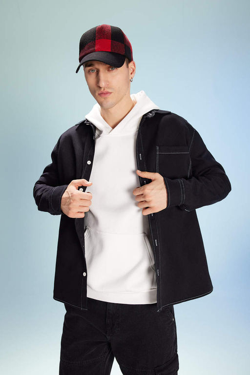 Хлопковая рубашка с длинными рукавами Relax Fit - Defacto фото 3