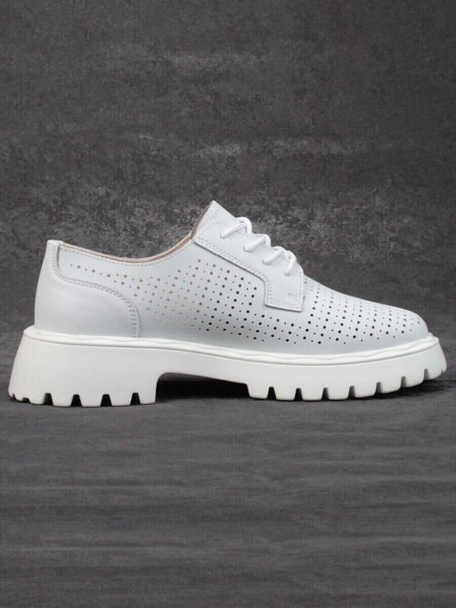 03-HY8-2D WHITE Полуботинки женские (натуральная кожа)