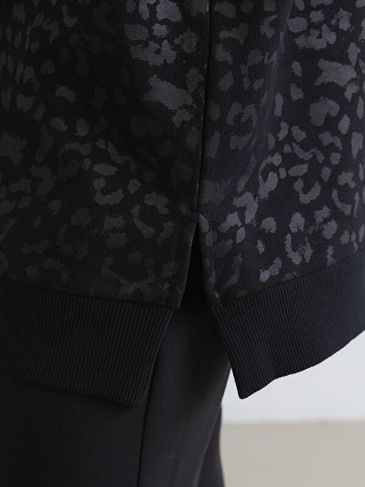 Leopar Desenli Oversize Kad?n Sweatshirt Tunik