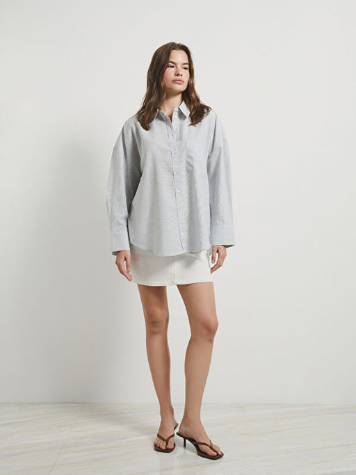 ?izgili Poplin Kad?n G?mlek