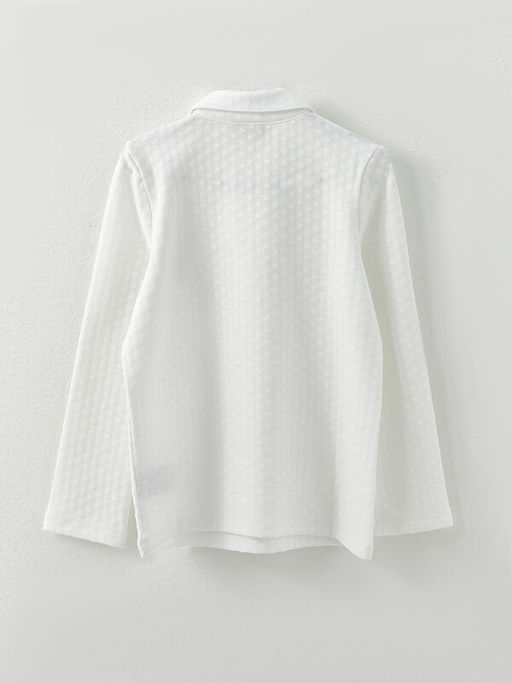 Polo Yaka Kendinden Desenli Uzun Kollu K?z ?ocuk Ti??rt - Waikiki фото 2