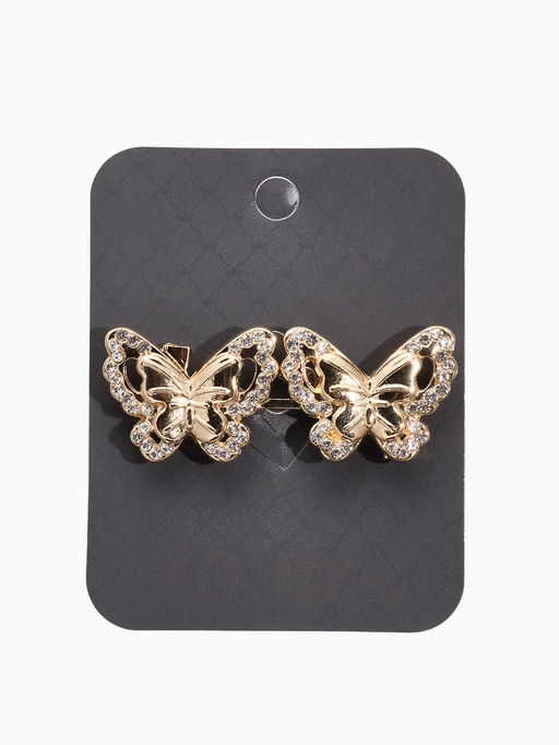 Зажим для кардигана «Ажур. Бабочки», белый в золоте