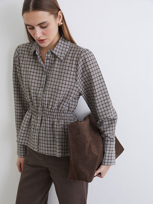 Beli B?zg?l? Ekose Kad?n G?mlek