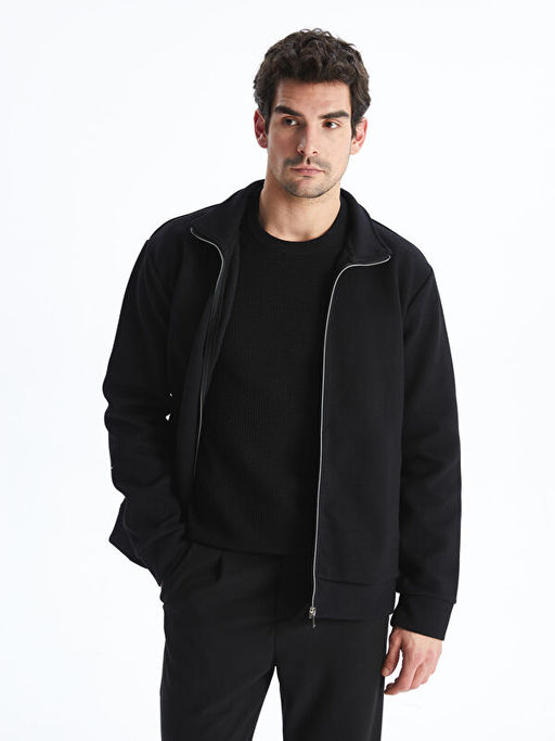 Dik Yaka Uzun Kollu Erkek Fermuarl? Sweatshirt