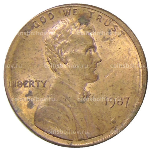 Монета 1 цент 1987 года США
