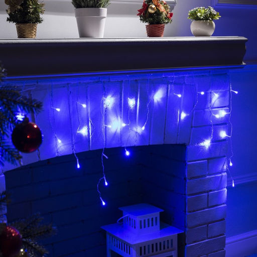 Гирлянда Бахрома 3?0.5 м, IP20, прозрачная нить, 80 LED, свечение синее, 8 режимов, 220 В - Luazon lighting фото 3