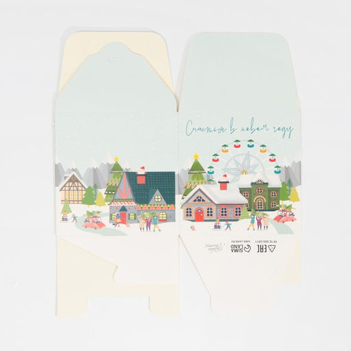 Цена за 3 шт. Коробка подарочная новогодняя складная Город новогодний, 12?12?12 см, Новый год