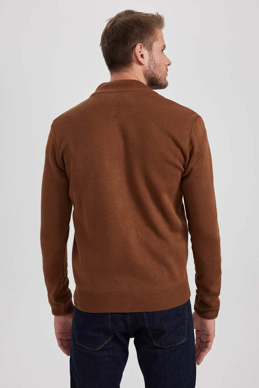 Кардиган Slim Fit с высоким воротником - Defacto фото 5