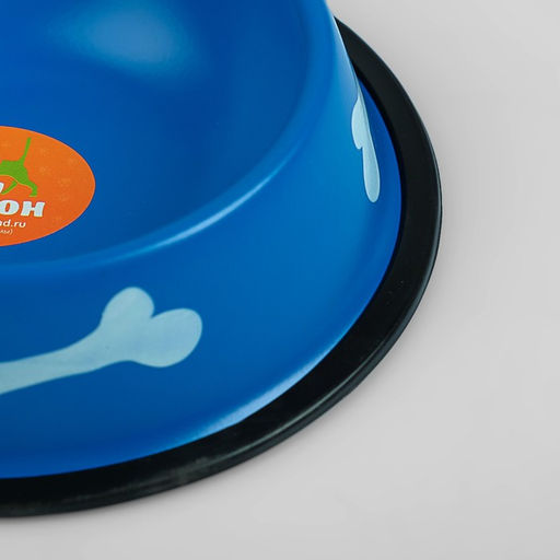 Миска с косточками, железная с нескользящим основанием, 150 мл, синяя - Пижон фото 3