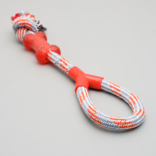 Игрушка тренировочная канатная с косточкой, до 120 г, до 40 см, микс цветов - Пижон фото 2