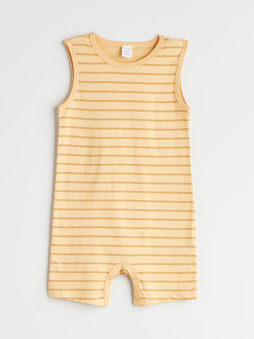 Bisiklet Yaka ?izgili Erkek Bebek Tulum