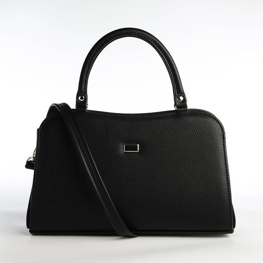 Сумка женская тоут на молнии, 31×10×20 см, однотонная, чёрная