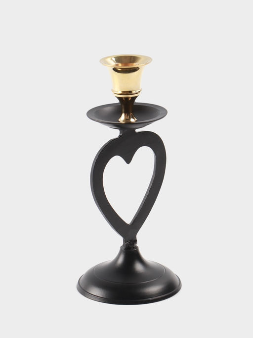 Подсвечник на 1 свечу, латунь, чёрный с золотом, 7?7.5?16.5 см