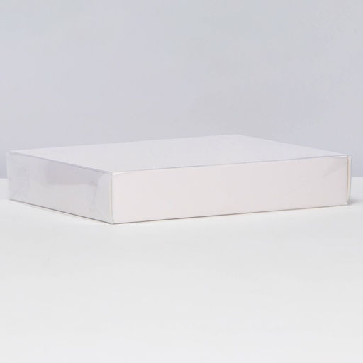 Цена за 5 шт. Коробочка сборная с прозрачной крышкой 16×13×3 см, белая