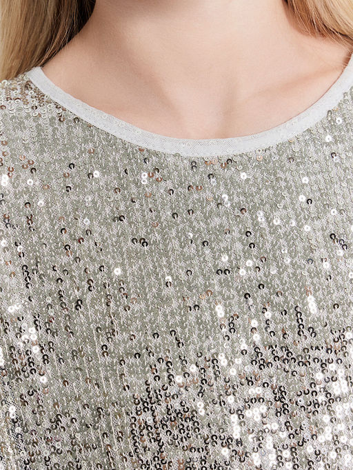 Блузка для девочек серебристая в пайетки - Mark formelle фото 5