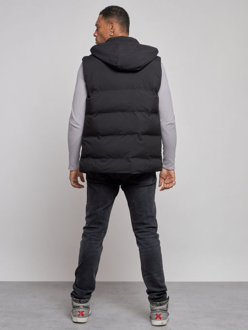 Жилетка мужская утепленная с капюшоном великан черного цвета 8618Ch - YUNDA фото 5