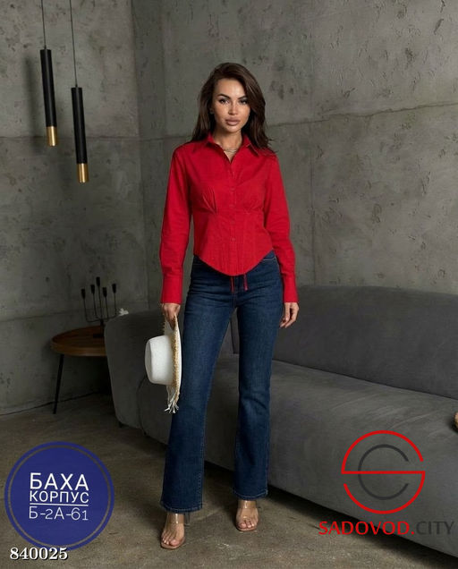 Блузка-рубашка с вертикальными талиевыми фиксаторами - Bruno фото 5