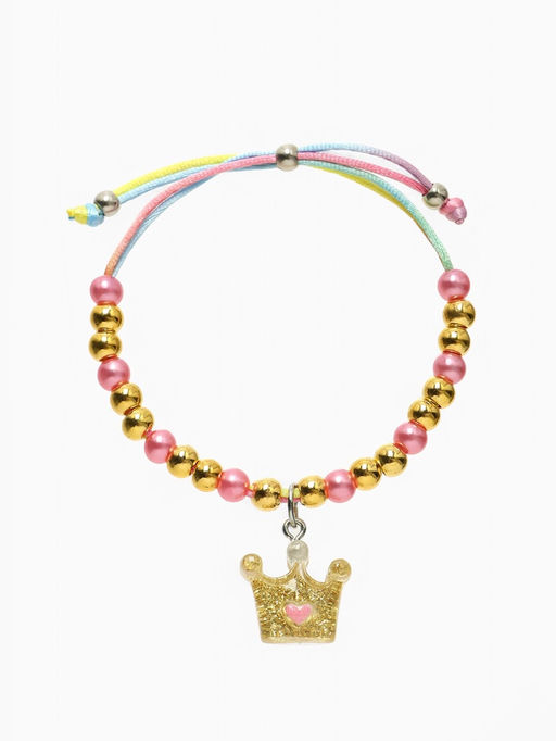 Браслет детский «Выбражулька» на затяжке, корона с бусинами, цветной