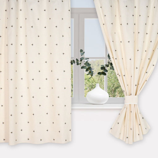 Шторы для кухни Доляна «Пчёлки», 150×180 см - 2 шт., рогожка 164 г/м², 100% хлопок