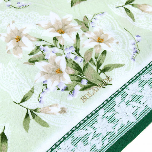 "Япония-2012" Полотенце махровое 50х90см, плотность 300гр/м2, 100% хлопок, Ландыш, зеленый, Bolangde (Китай)