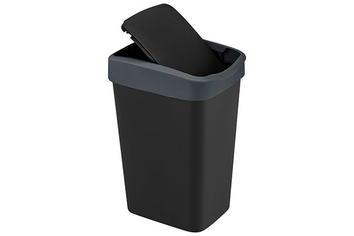 Ведро для мусора с подвижной крышкой 10 л 23,5*19,5*33,7 см Тандем черный/серый (841078) - Elan gallery фото 8