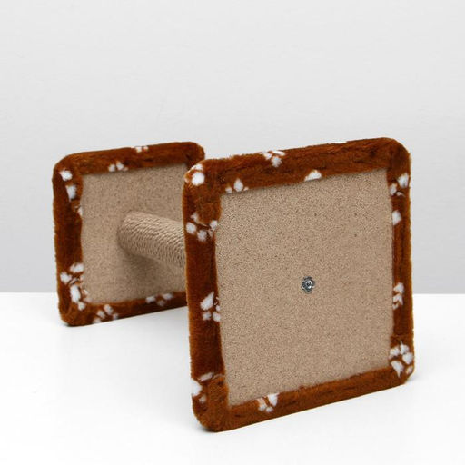 Когтеточка Полка с подставкой, 30 х 30 х 40 см, джут, коричневая с лапками - Пижон фото 5