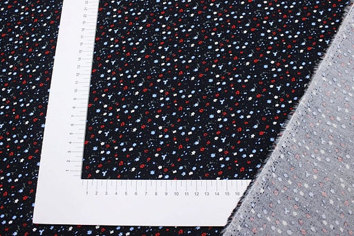 Микровельвет Нежные незабудки цв.чернильно-черный, ш.1.1м, хлопок-100%, 130гр/м.кв - Купава фото 2