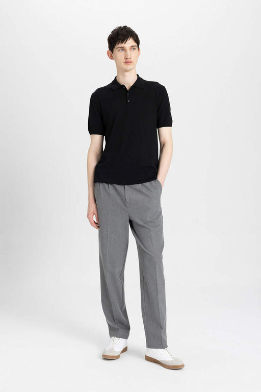 Slim Fit Dar Kesim K?sa Kollu Basic Duz Triko Polo Tisort - Defacto фото 6