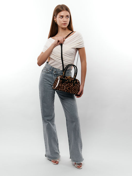 LACCOMA сумка Q6118-леопард бежевый натуральная кожа полиэстер  фото 9