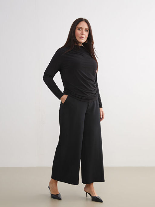 Beli Lastikli Krep Kad?n Pantolon