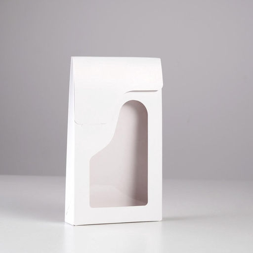 Коробка фигурная, кондитерская упаковка без печати, с окном, белый, 10 шт., 12×3×20 см