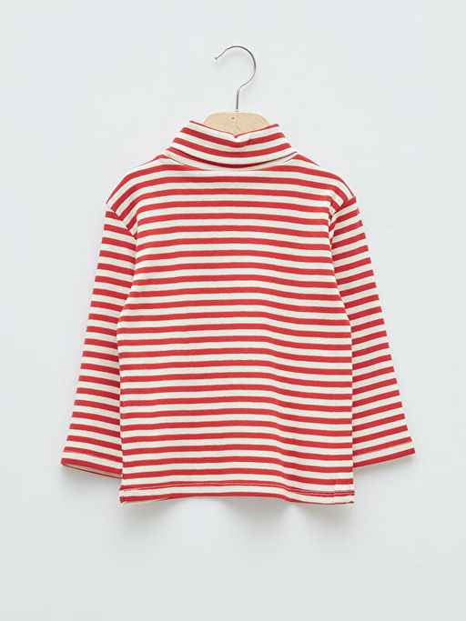 Bal?k?? Yaka ?izgili Uzun Kollu Pamuklu Erkek Bebek Ti??rt - Waikiki фото 2