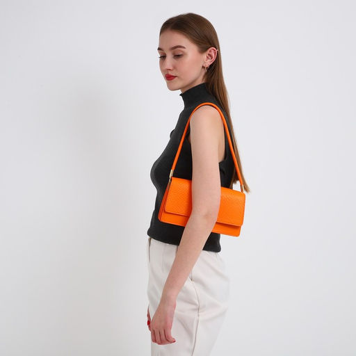 Сумка-багет на клапане, цвет оранжевый - Nazamok фото 3