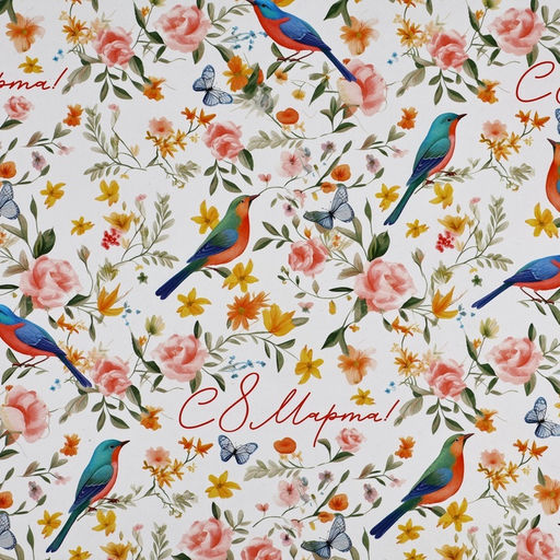 Цена за 10 шт. Бумага упаковочная глянцевая С 8 марта, 70?100 см