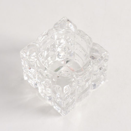 Цена за 2 шт. Стеклянный подсвечник на 1 свечу «Квадрат. Сруб», прозрачный, d=3.5 см 5×5×5 см