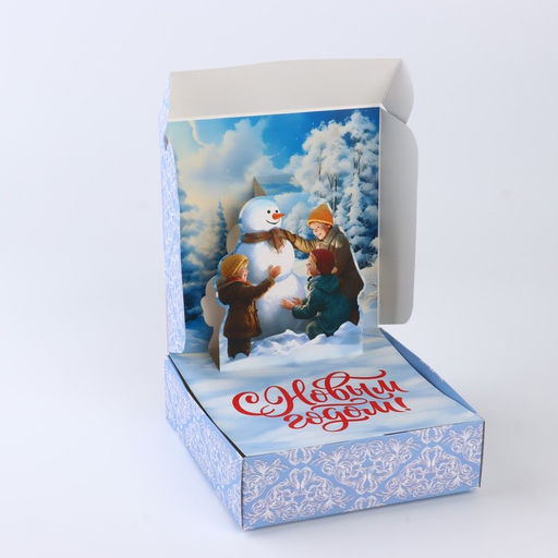 Подарочная коробка новогодняя складная «С Новым годом», 16.5×16.5×5 см