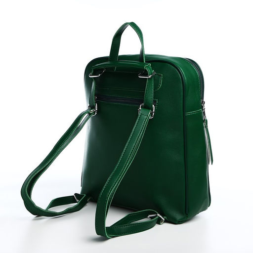 Рюкзак женский из искусственной кожи на молнии, 3 кармана, цвет зелёный - Simaland фото 3