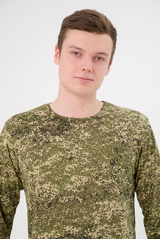 Футболка мужская длинный рукав из кулирки цифра светло-зеленый - Амадэль фото 4