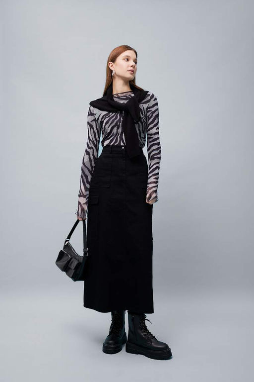 Длинная юбка из габардина карго