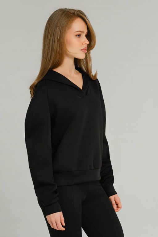 Арт. 1801 Худи женское с капюшоном 42-48 (4 шт) Цвет:черный
