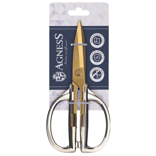 КУХОННЫЕ НОЖНИЦЫ ЦВЕТ СЕРЫЙ, ТИТАНОВОЕ ПОКРЫТИЕ ЛЕЗВИЯ, 19,5 СМ - Agness фото 2