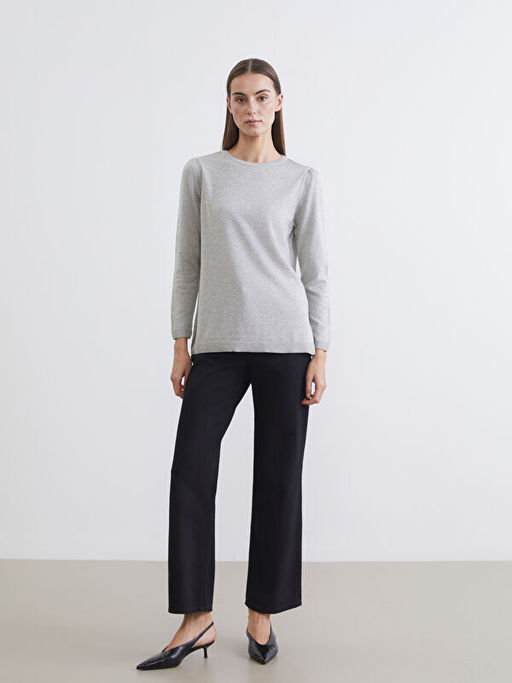 Bisiklet Yaka Pul ??lemeli Kad?n Triko Kazak