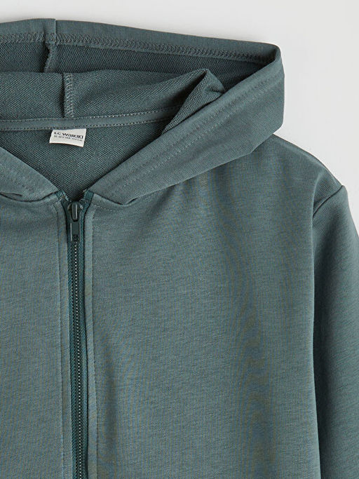 Kap??onlu Erkek ?ocuk Fermuarl? Sweatshirt
