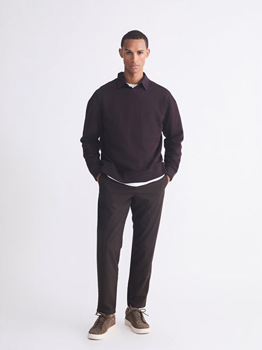 Bisiklet Yaka Kal?n Erkek Sweatshirt