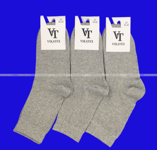 Цена за 10 пар. Викатекс VIKATEX носки мужские с лайкрой арт. 1ВС1 СВЕТЛО-серые