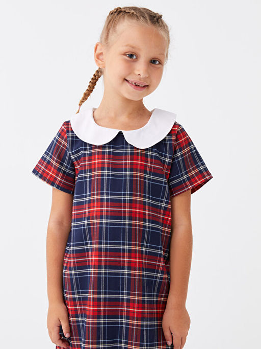 Bebe Yaka Ekose K?sa Kollu K?z ?ocuk Elbise - Waikiki фото 2