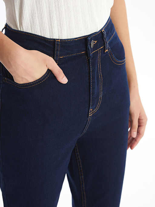 Y?ksek Bel Slim Mom Kad?n Jean Pantolon