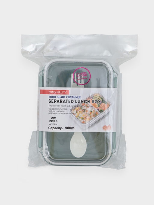 Ланч - бокс, контейнер для еды «Нордик», с приборами, 2 ячейки, 900 мл, 19×14×7 см, пластик, МИКС