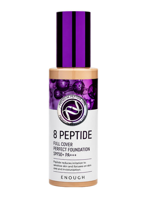 Enough Тональная основа для лица с комплексом из 8 пептидов / 8 Peptide Full Cover Perfect Foundation SPF50+ PA+++, №23, бежевый, 100 г